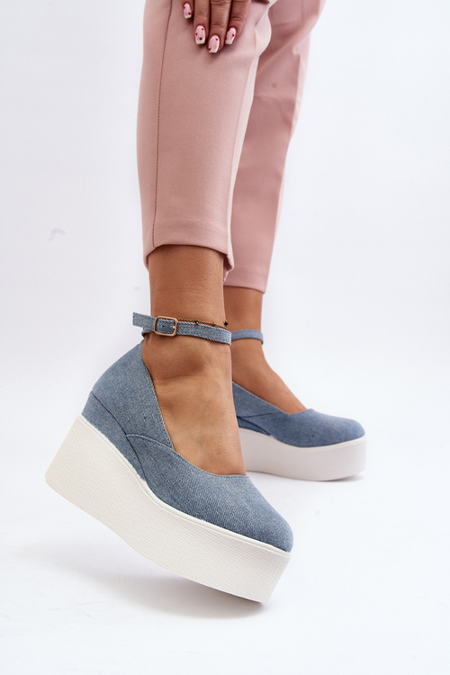 Жіночі джинсові еспадрільї на танкетці Blue Malla