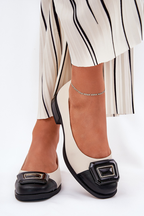 Шкіряні Балетки З Декором D&A MK51-059 Бежеві