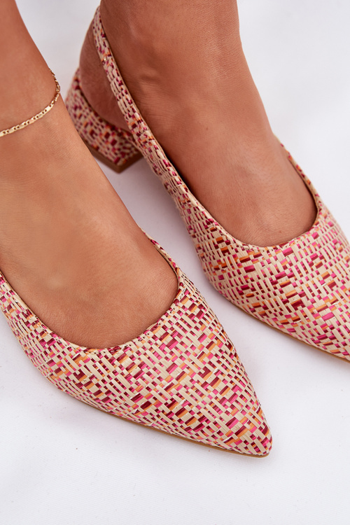 Плетені Жіночі Сандалі На Ніжному Каблуці Багатоколірні Jorela