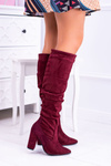 Жіночі замшеві чоботи на гострому каблуці темно-бордового кольору Nightcall