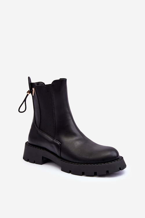 Чоботи шкіряні класичні Туфлі жіночі чорні Harleia