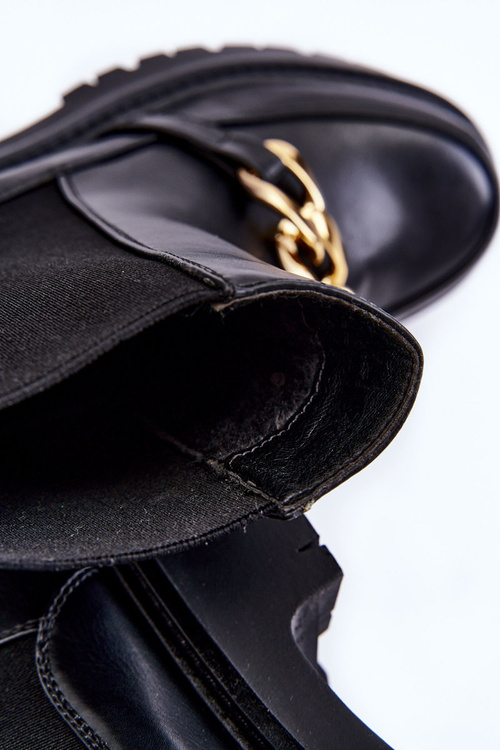 Жіночі теплі черевики з декором спереду чорна тильда