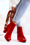 Черевики на шпильці з відкритим носком, червоні, Adore