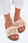 Жіночі Сандалі На Корковій Підошві З Квітами Бежеві Ferenza