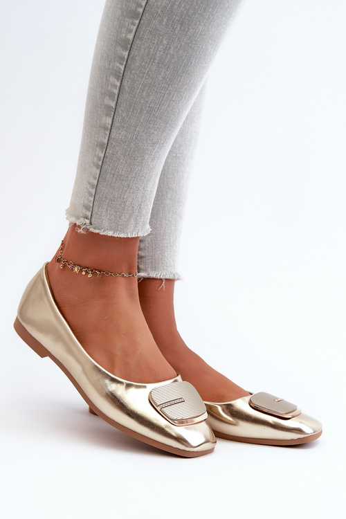 Жіночі балетки з екошкіри із золотим декором Edoslli