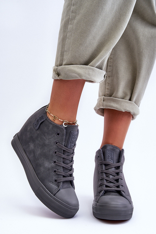 Жіночі шкіряні кросівки на платформі Big Star MM274005 сірі