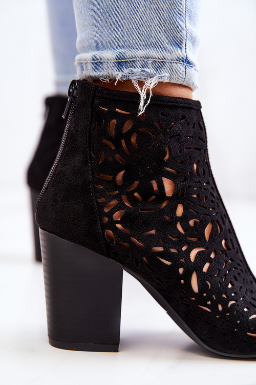 Ажурні чоботи на шпильці Чорні Бретань