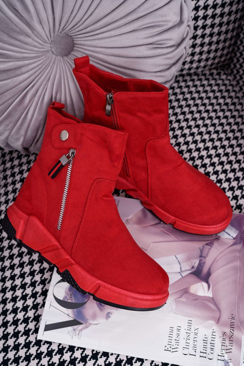 Жіночі спортивні черевики флісові утеплені червоні SJ1938 Nefera