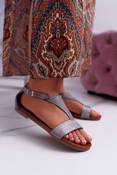 Жіночі сандалі на плоскій підошві Sergio Leone SK020 сірі Magra