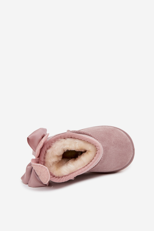 Дитячі утеплені снігоступи з бантиками Брудно-рожевий Меріва