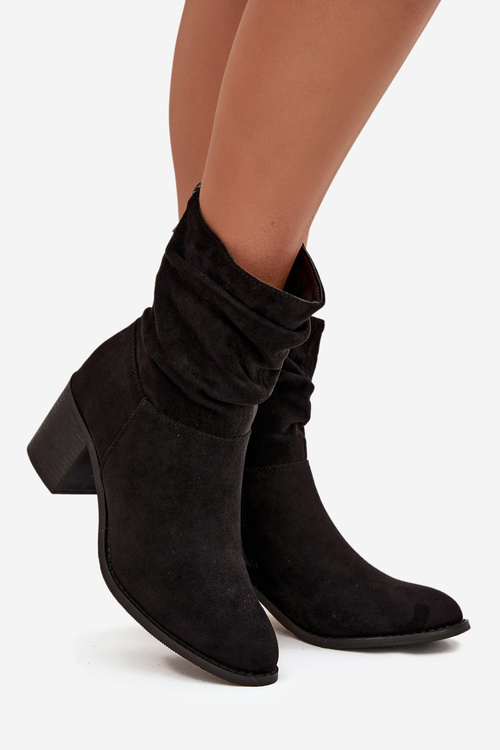 Жіночі черевики з збиранням на каблуці S.Barski HY52-516 Чорні