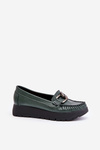 Шкіряні мокасини на платформі з декором Dark Green Zazoo 10141