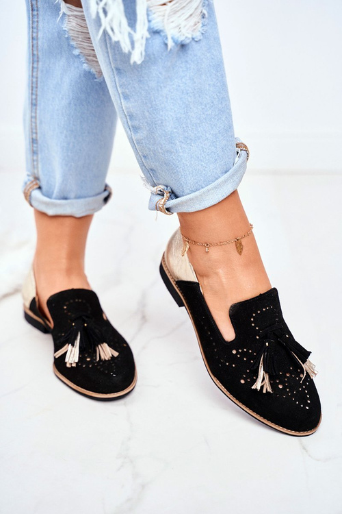 Жіночі напівчеревики Maciejka шкіряні мокасини чорні 04484-01/00-5