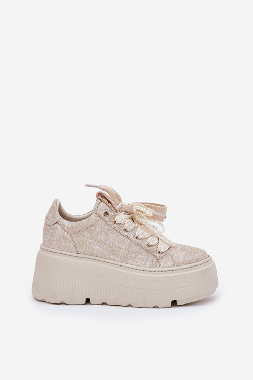 Шкіряні Кросівки На Платформі CheBello 4658 Золоті