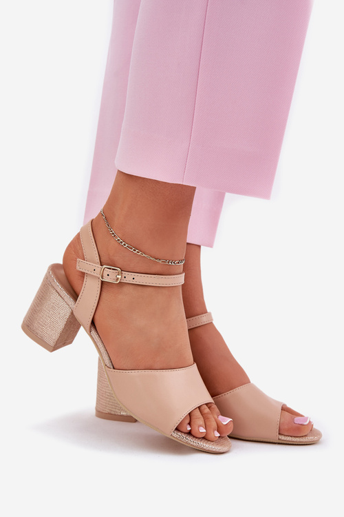 Жіночі сандалі на підборах Vinceza 20275 бежеві
