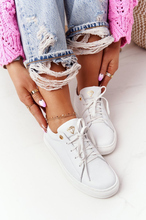 Жіночі шкіряні кросівки білі Nicole 2640