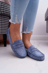 Жіночі мокасини синє замшеве болеро