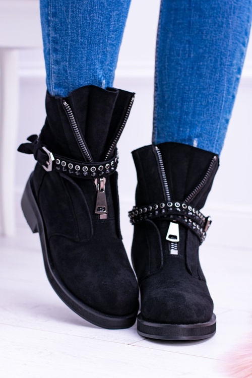 Чорні жіночі чоботи Lu Boo Rafell на блискавці з блискітками