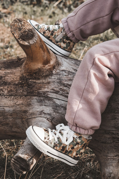 Дитячі високі кросівки на блискавці бежево-зелений Filemon