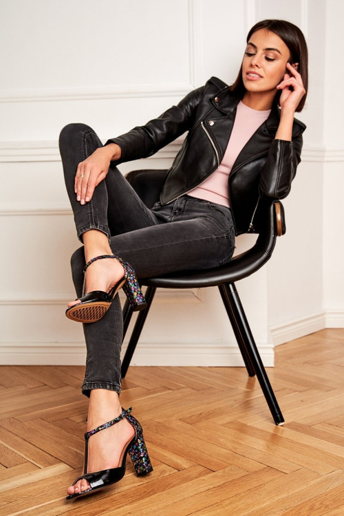 Шкіряні босоніжки на шпильці Laura Messi 1916 Lacquered Black