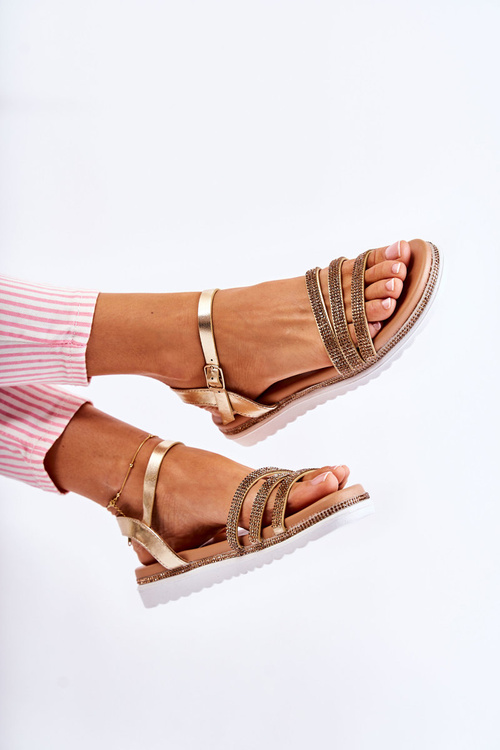 Жіночі босоніжки з кубічним цирконієм Gold Sorrita