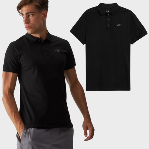 Чоловіча звичайна сорочка поло з логотипом 4F чорна 4FWMM00TPTSM316-20S