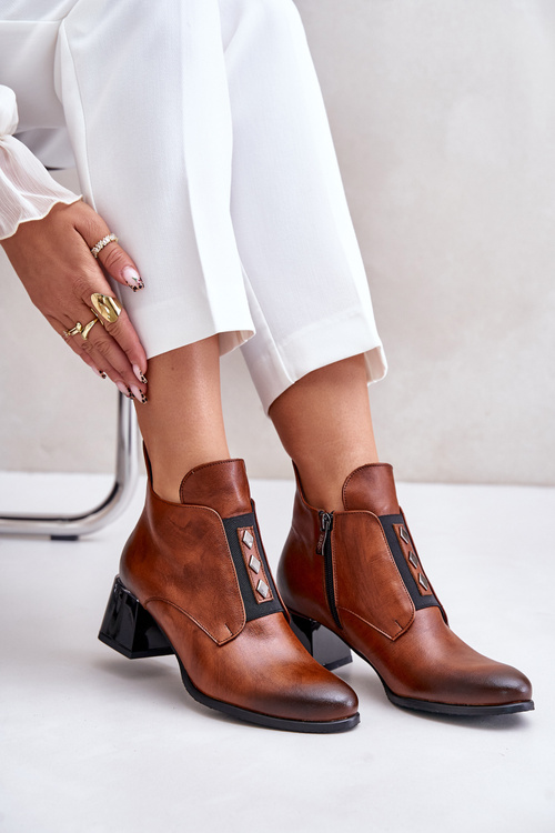 Теплі коричневі шкіряні ботильйони Zazoo 60504