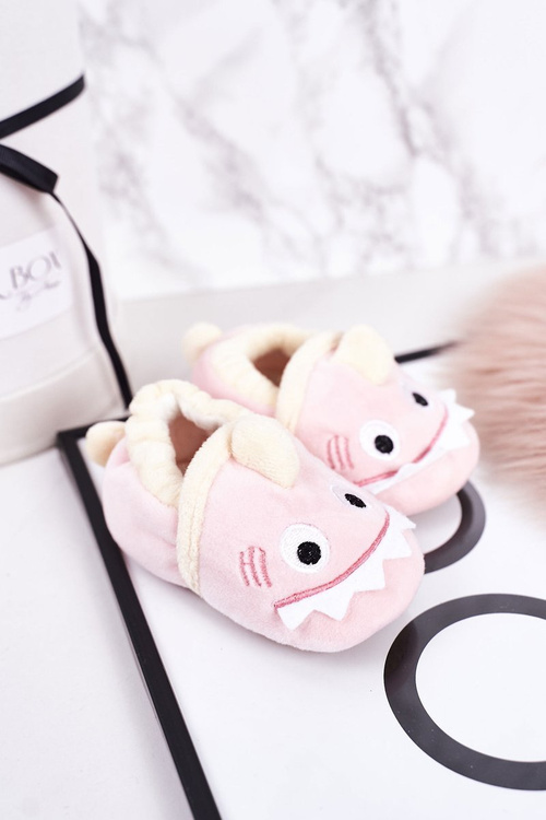 Дитячі утеплені велюрові домашні тапочки Pink Monster