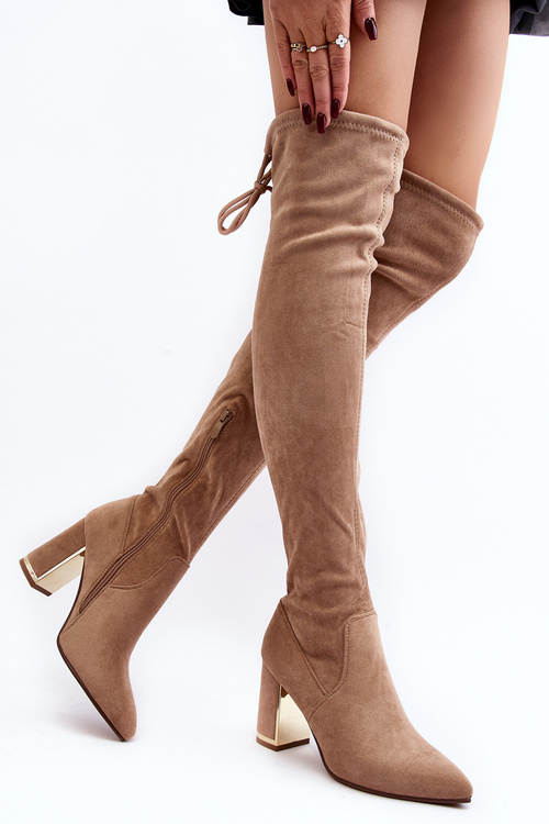 Класичні замшеві чоботи бежеві Clarissa