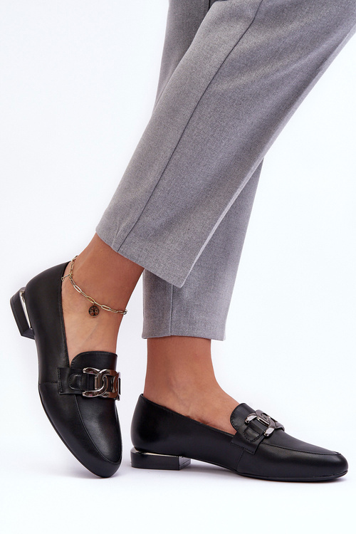 Жіночі мокасини з прикрасами Чорні Camilena