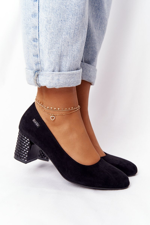 Чорні замшеві туфлі Sergio Leone на шпильці з каблуком на шпильці