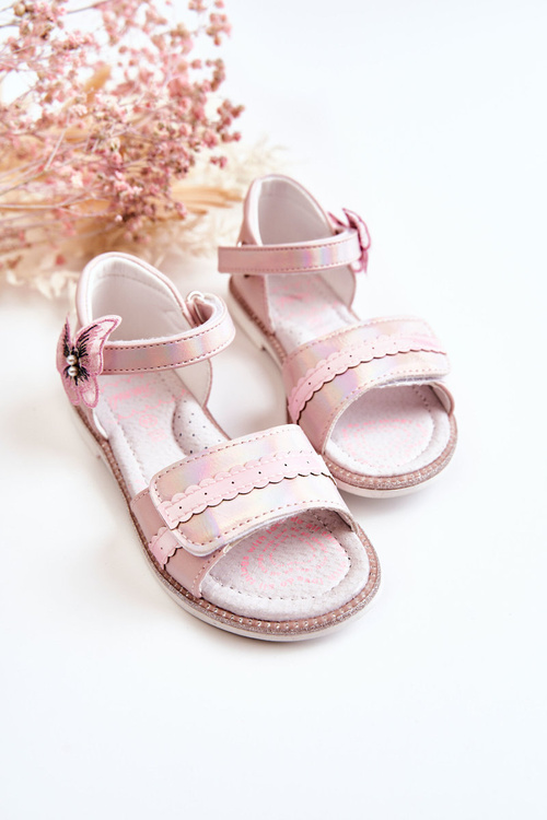 Дитячі босоніжки з метеликом Pink Nicoll