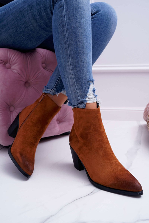 Жіночі чоботи на шпильці замшеві Camel Niki