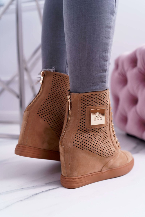 Жіночі ажурні замшеві кросівки Lu Boo Camel Clamma