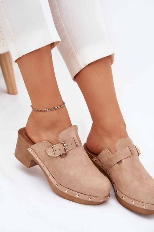 Жіночі Сандалі На Каблуку З Пряжкою Бежеві Veldexina