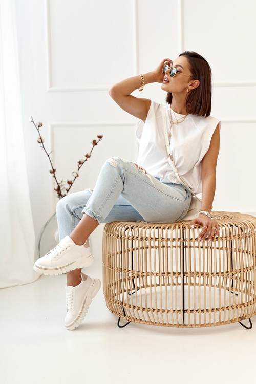 Жіночі кросівки на масивній підошві білі бежеві Riri