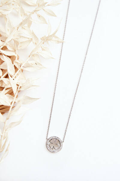 Жіночий ланцюжок з колом і конюшиною, срібло