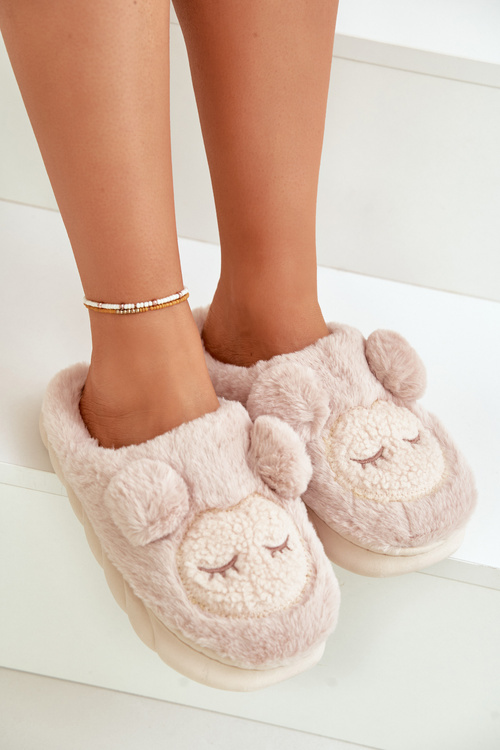 Теплі хутряні тапочки жіночі бежеві Jozelinetta