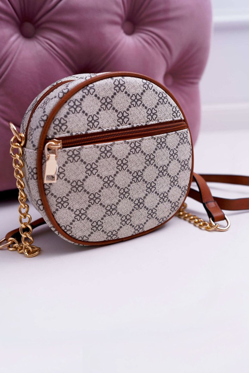 Сумочка комод кругла бежево-коричнева