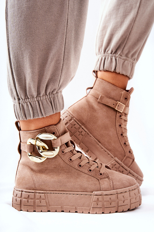 Високі кросівки на платформі Темно-бежеві Evenia