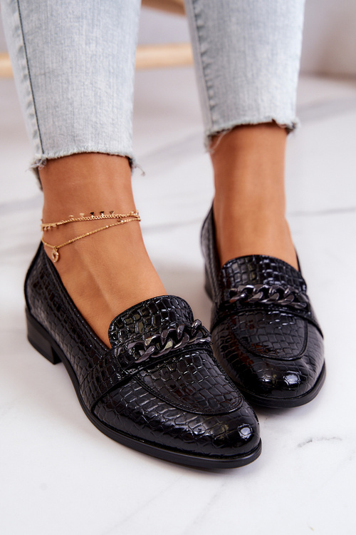 Лаковані туфлі зі змієподібним малюнком Black Yasmin