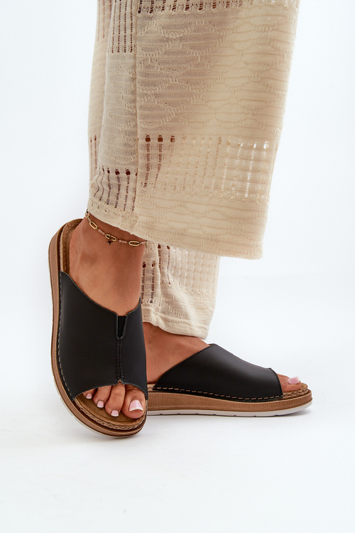 Зручні жіночі шльопанці з еко шкіри Inblu GS0003I1 Чорні