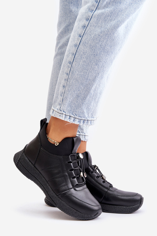 Теплі спортивні шкіряні черевики на блискавці чорні Artiker 55C0041