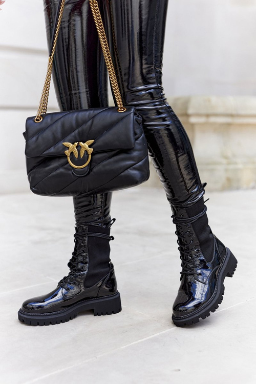 Жіночі черевики на плоскій підошві Workers Lacquered Black Maxine