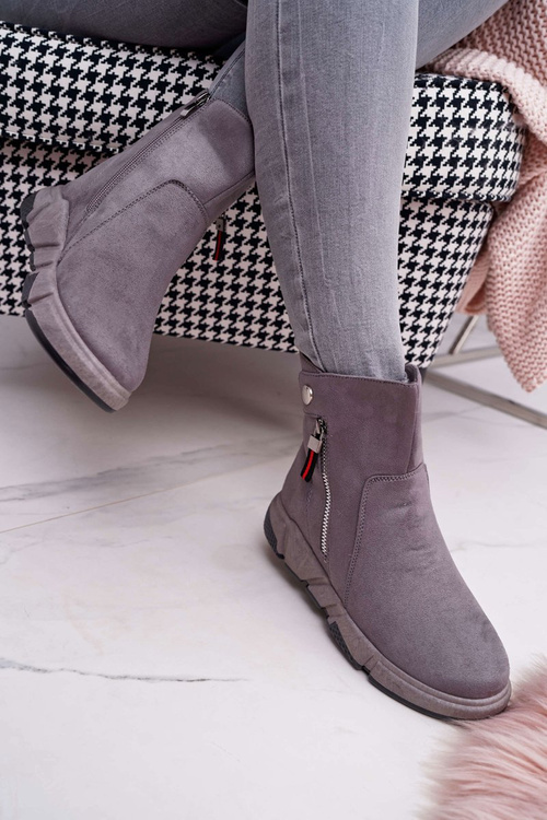 Жіночі черевики утеплені сірі SJ1938 Nefera