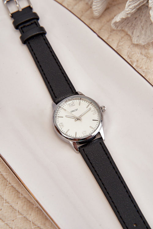 Жіночий годинник з ремінцем з екошкіри чорний Ernest E62177