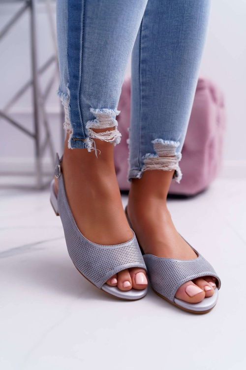 Жіночі босоніжки на плоскій підошві Sergio Leone SK809 сірі Skaldo