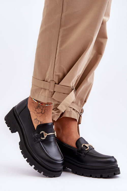 Жіночі класичні мокасини на платформі Black Miracle