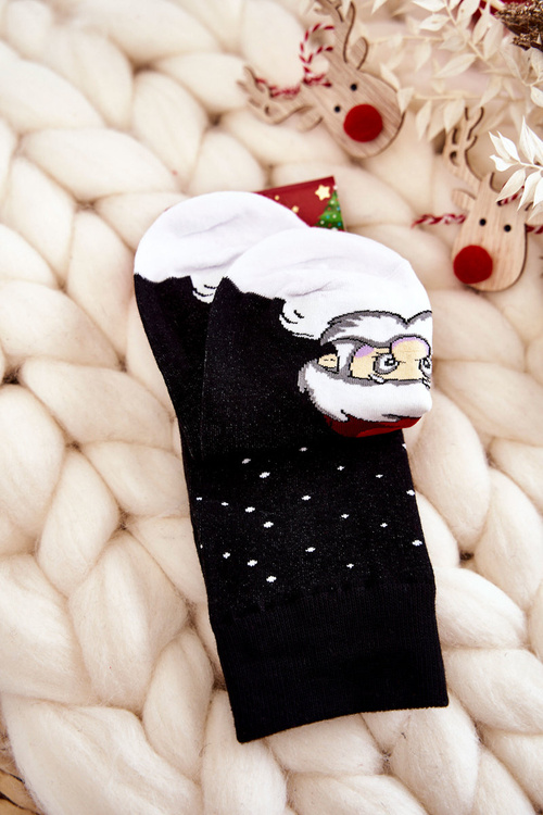 Чоловічі новорічні шкарпетки Санта Клаус чорні