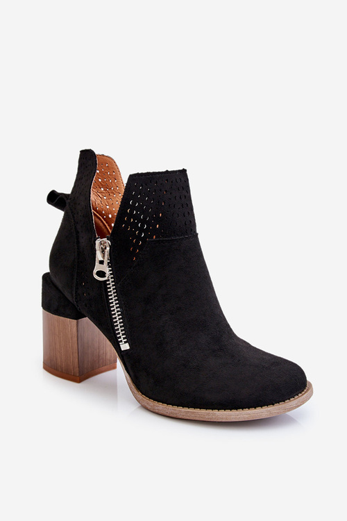 Замшеві черевики на масивних підборах чорні Camden